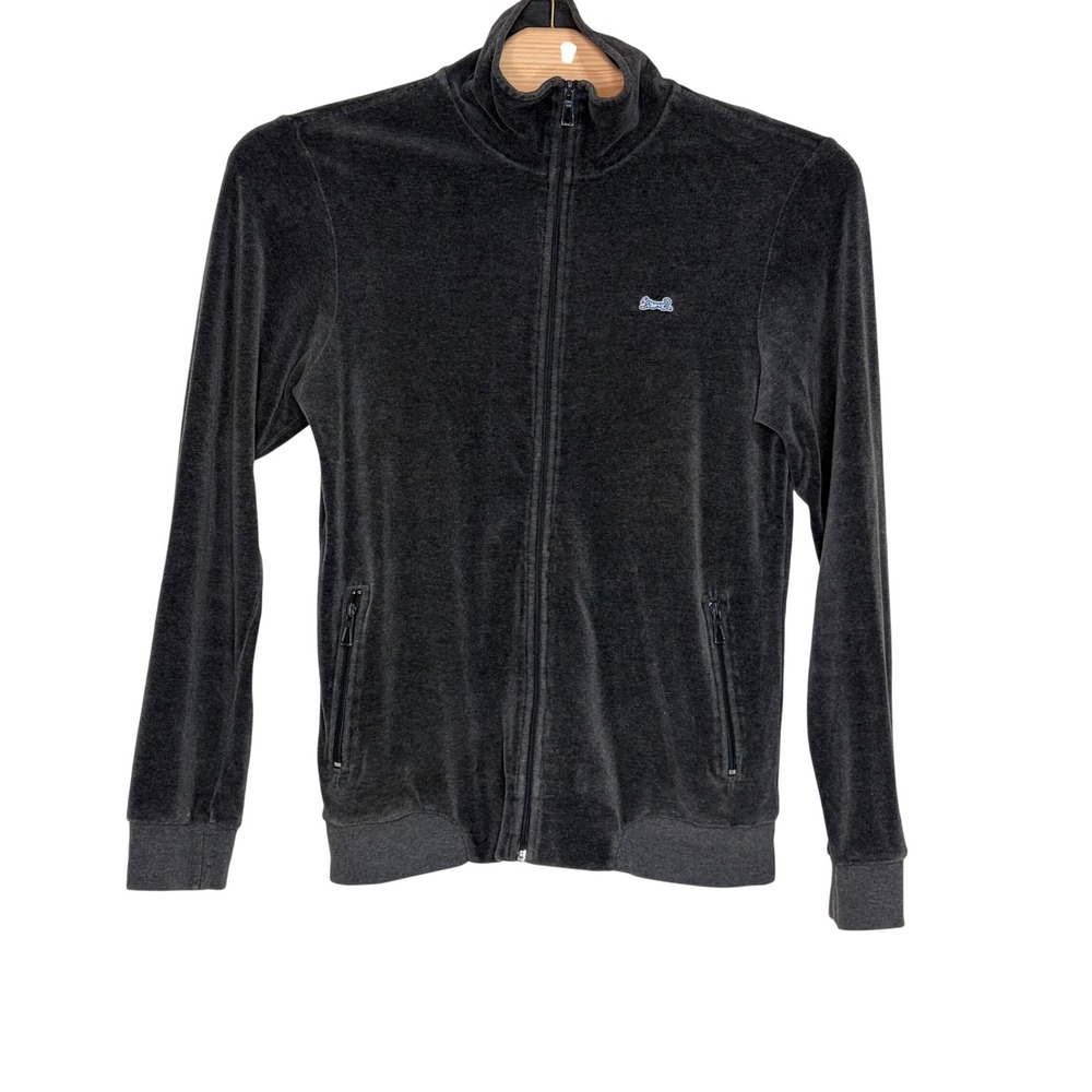 Y2K Le Tigre Mens Velour Track Jacket Full Zip Gray Size M Classic Style Retro
